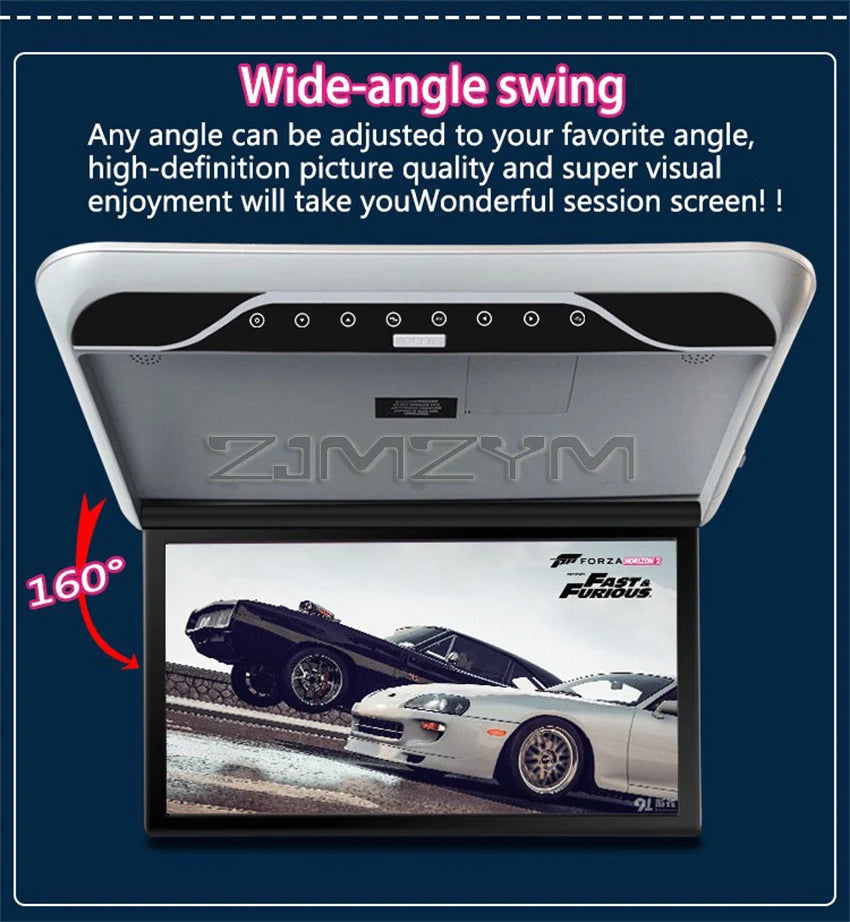 Car Roof 19 inch Monitor 1080P LCD Screen Overhead Multimedia Video Play TV Ceiling Roof MP5 Display Build In IR/FM Transmitter