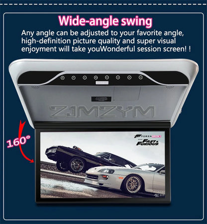 Car Roof 19 inch Monitor 1080P LCD Screen Overhead Multimedia Video Play TV Ceiling Roof MP5 Display Build In IR/FM Transmitter