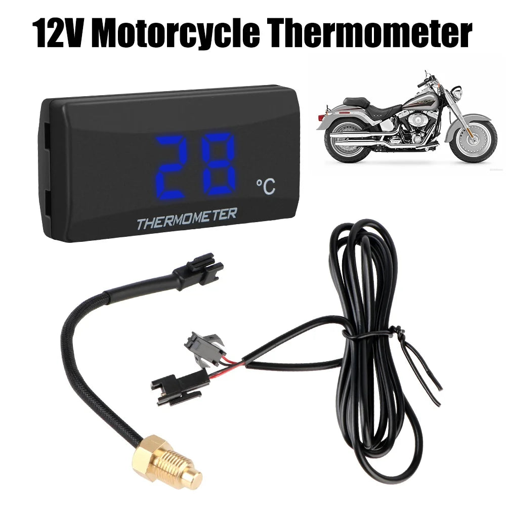 12V 0~120°C Monitor Motorcycle Thermometer Water Tank Retrofit Temperature Meter Indicator Warning With Sensors