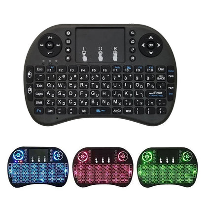 Backlit English Russian Arabic Spain Hebrew  2.4G Air Mouse Android TV Box PC i8 Mini Wireless Keyboard Remote Touchpad